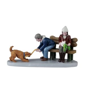 Coppia di Innamorati con Cuccioli Playful Pups H 6 cm Personaggio Lemax - 52525