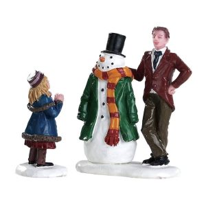 Pupazzo di Neve Elegante Dads Snowman H 7 cm, set di 2 pezzi Personaggio Lemax - 82585
