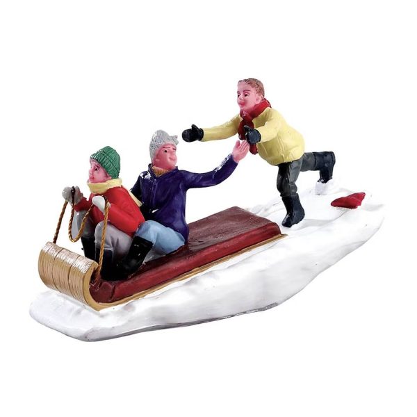 Bambini sullo Slittino Toboggan Trouble H 6 cm Personaggio Lemax - 42248