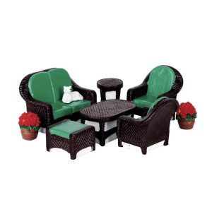 Salottino Intrecciato Wicker Lawn Set H 4 cm, set di 8 pezzi Accessorio Lemax - 64077
