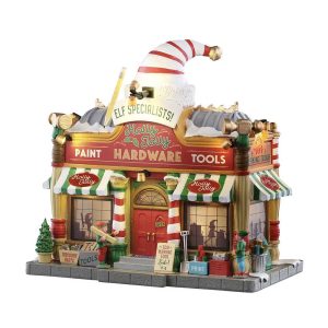 Ferramenta degli Elfi Holly Jolly Hardware H 20 cm Edificio Illuminato Lemax - 55321