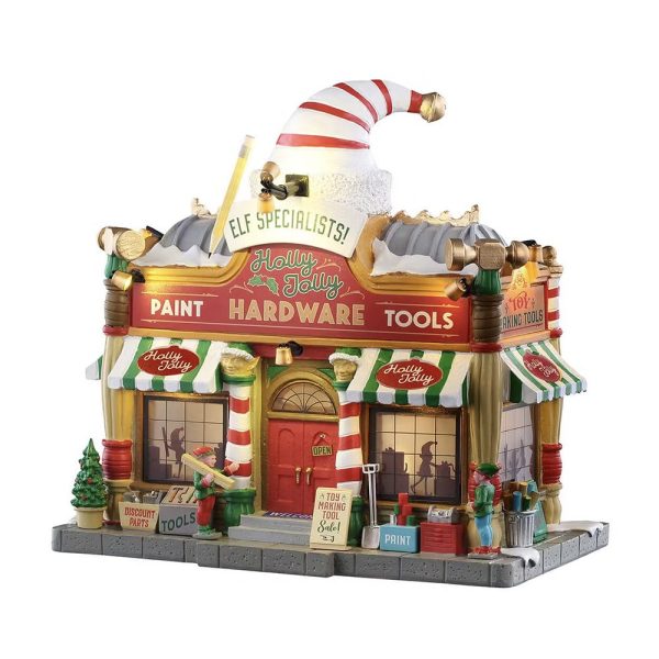 Ferramenta degli Elfi Holly Jolly Hardware H 20 cm Edificio Illuminato Lemax - 55321