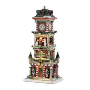 Torre dell'Orologio The Village Square Clock Tower H 29 cm Edificio Illuminato Lemax - 55320