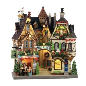 Borgo delle Cicogne Noel Alsace H 28 cm Facciata Illuminata Lemax - 55318