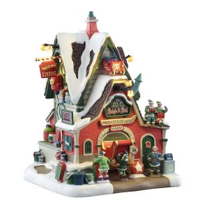 Officina delle Slitte The Elf Service Sleigh & Sled Repair H 21 cm Edificio Illuminato Lemax - 55315