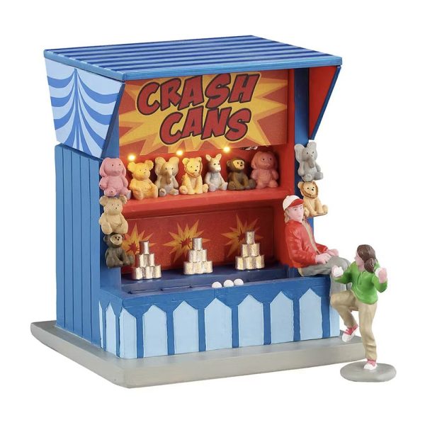 Bancarella delle Lattine Crash Cans Game H 12 cm, set di 2 pezzi Chiosco del Luna Park Illuminato Lemax - 54460 - immagine 3