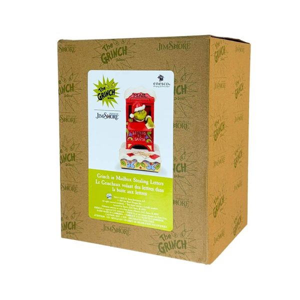 Grinch si Nasconde Nella Cassetta Della Posta in Resina Jim Shore Grinch Collection - L 11 X H 15 cm - immagine 5
