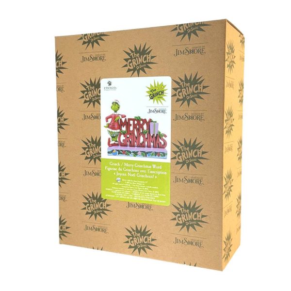 Grinch con Scritta "Merry Grinchmas" in Resina Jim Shore Grinch Collection - L 23,5 X H 18 cm - immagine 5