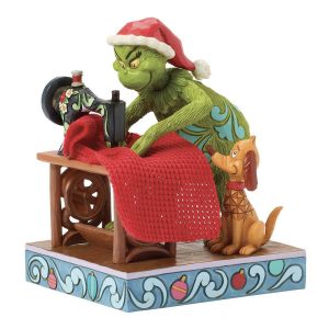 Grinch alla Macchina da Cucire in Resina Jim Shore Grinch Collection - L 11 X H 16 cm