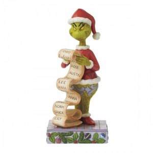 Grinch con Lista dei Bimbi Buoni e Cattivi in Resina Jim Shore Grinch Collection - L 10 X H 22 cm