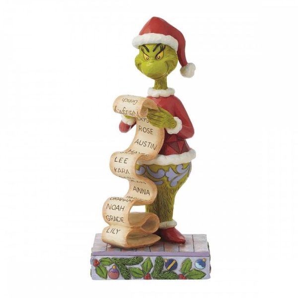 Grinch con Lista dei Bimbi Buoni e Cattivi in Resina Jim Shore Grinch Collection - L 10 X H 22 cm