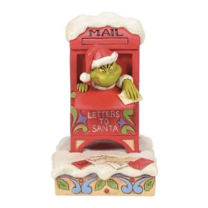 Grinch si Nasconde Nella Cassetta Della Posta in Resina Jim Shore Grinch Collection - L 11 X H 15 cm