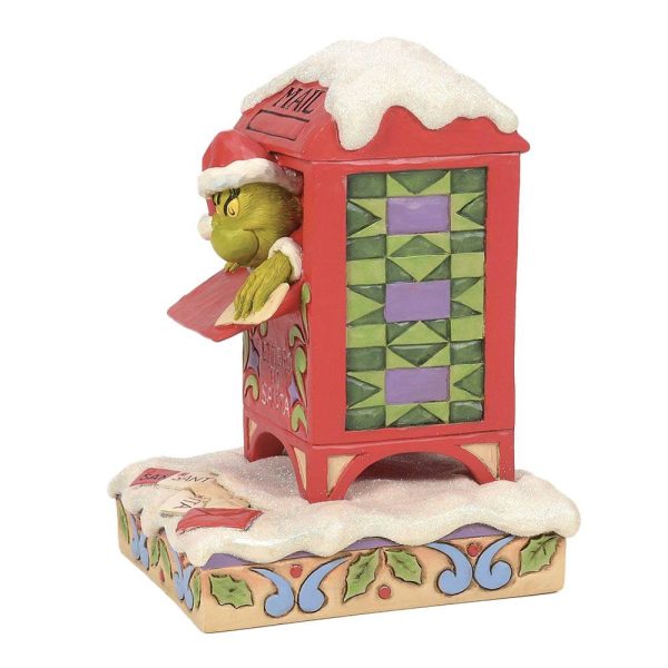 Grinch si Nasconde Nella Cassetta Della Posta in Resina Jim Shore Grinch Collection - L 11 X H 15 cm - immagine 2
