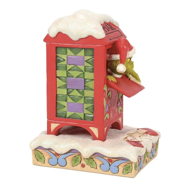 Grinch si Nasconde Nella Cassetta Della Posta in Resina Jim Shore Grinch Collection - L 11 X H 15 cm - immagine 3