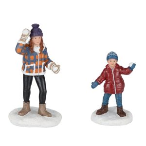 Battaglia di Neve in Famiglia Snowball Fight Woman and Child H 7 cm, set di 2 pezzi Personaggio LuVille - 1180679