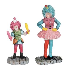Coppia di Pagliacci Carnaval Clowns H 8 cm, set di 2 pezzi Personaggio LuVille - 1180600