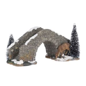 Ponte con Cerbiatto Stone Bridge With Deer H 13 cm Scena Decorativa LuVille - 600366