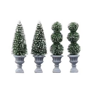 Piante Scolpite Innevate Cone-Shaped & Sculpted Topiaries H 7 cm, set di 4 pezzi Accessorio Lemax - 34965