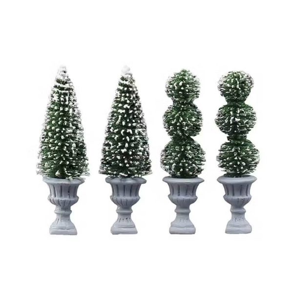 Piante Scolpite Innevate Cone-Shaped & Sculpted Topiaries H 7 cm, set di 4 pezzi Accessorio Lemax - 34965