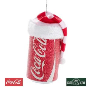 Lattina di Coca-Cola® con Cappello Natalizio Kurt Adler - H 8 cm