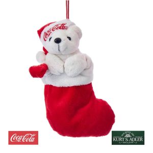 Orso Polare con Calza Natalizia Coca-Cola® in Peluche Kurt Adler - H 18 cm