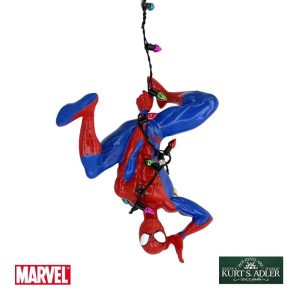 Spider Man con Luci Natalizie Marvel in Resina Kurt Adler - H 18 cm