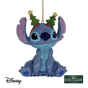 Stitch con Cerchietto Natalizio Personaggio Disney© Stitch in Resina Kurt Adler - H 10 cm