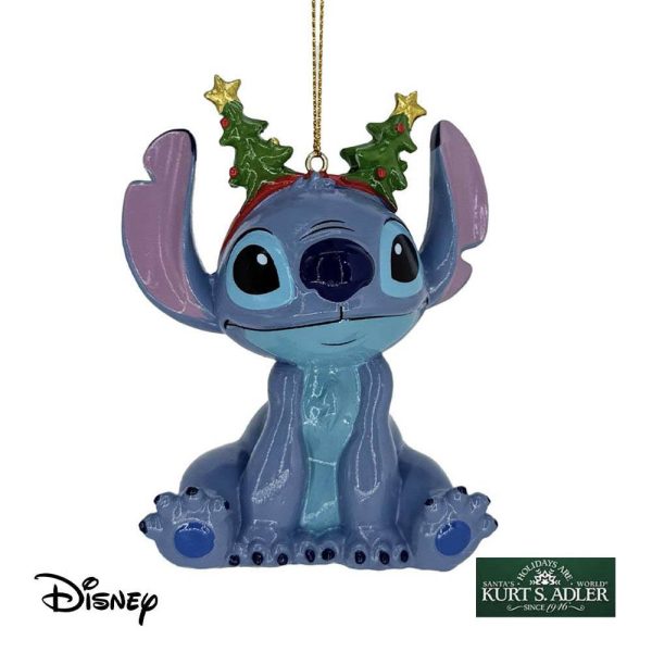 Stitch con Cerchietto Natalizio Personaggio Disney© Stitch in Resina Kurt Adler - H 10 cm