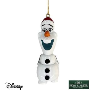 Pupazzo di Neve Olaf con Cappello di Natale Personaggio Disney© Frozen in Resina Kurt Adler - H 8 cm