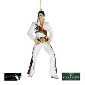 Elvis Presley con Tuta Tigrata in Resina Elvis Presley® Kurt Adler - H 13 cm