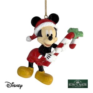 Mickey Mouse con Candy Cane Personaggio ©Disney Mickey and Friends in Resina Kurt Adler - H 9 cm