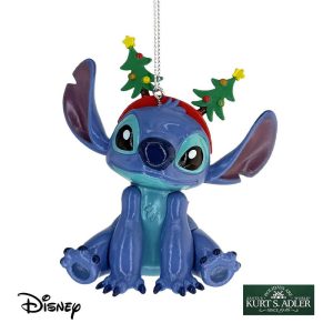 Stitch con Cerchietto Natalizio Personaggio Disney© Stitch in Resina Kurt Adler - H 9 cm