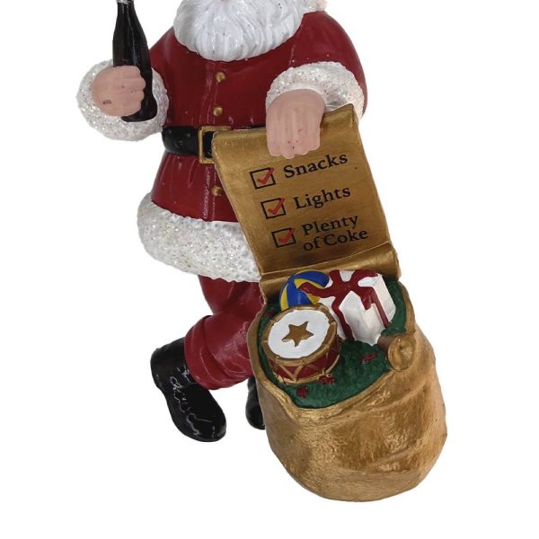 Babbo Natale con Sacco di Doni e Bottiglietta Coca-Cola® in Resina Kurt Adler - H 10 cm - immagine 3