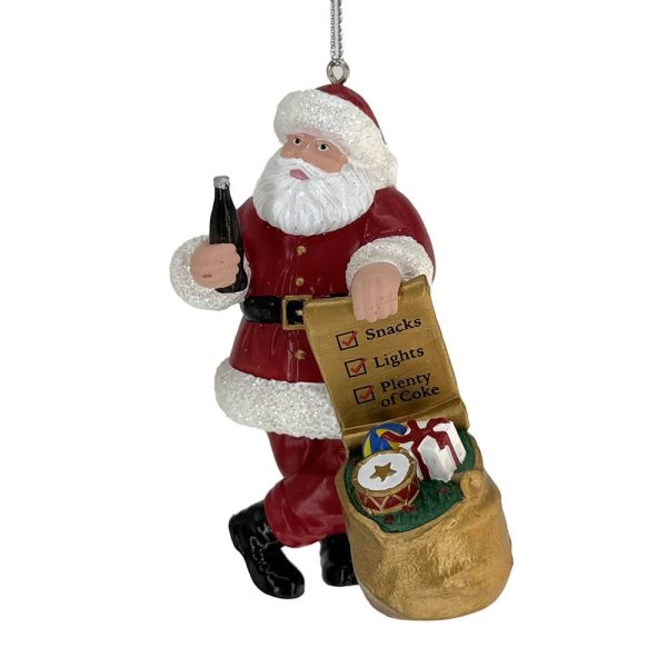 Babbo Natale con Sacco di Doni e Bottiglietta Coca-Cola® in Resina Kurt Adler - H 10 cm - immagine 2