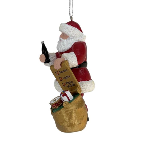Babbo Natale con Sacco di Doni e Bottiglietta Coca-Cola® in Resina Kurt Adler - H 10 cm - immagine 4