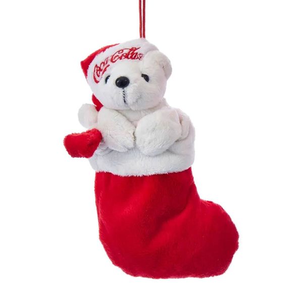 Orso Polare con Calza Natalizia Coca-Cola® in Peluche Kurt Adler - H 18 cm - immagine 2