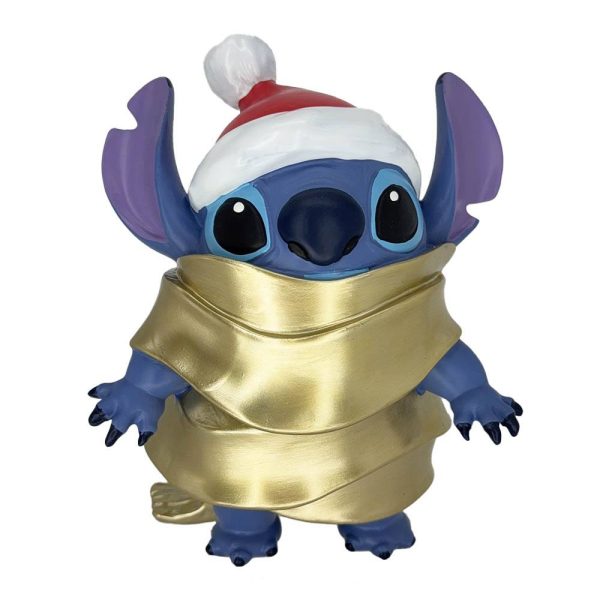 Stitch con Nastro Dorato Personaggio in Resina ©Disney Lilo & Stitch Kurt Adler - H 20 cm - immagine 2