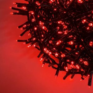 Catena di Luci LED Ravvicinate a Corrente ad Alta Luminosità per Albero di Natale | Rosso – Filo Verde