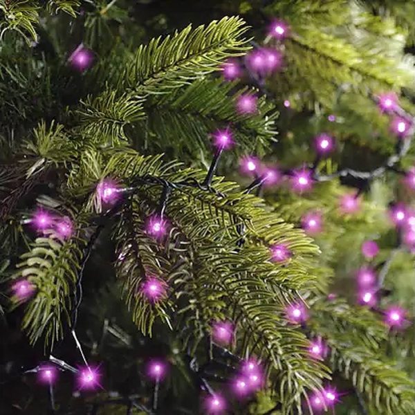 Catena di Luci LED Ravvicinate a Corrente ad Alta Luminosità per Albero di Natale | Rosa – Filo Verde - immagine 2