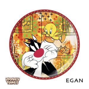 Piattino da Dolce con Titti & Silvestro Personaggi Looney Tunes in Porcellana Egan
