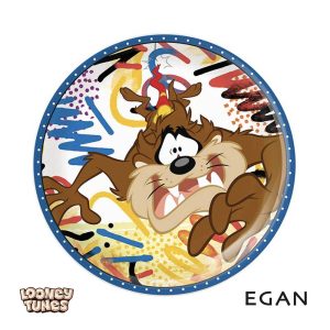 Piattino da Dolce con Tazmania Personaggio Looney Tunes in Porcellana Egan