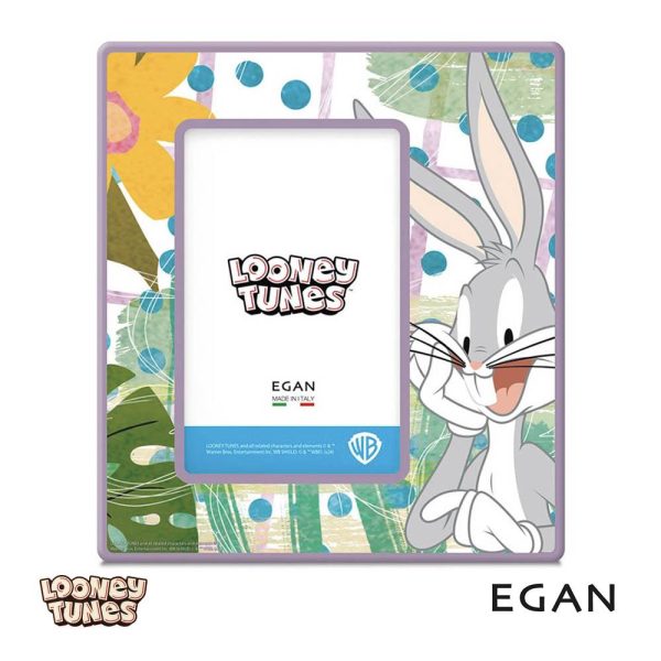 Portafoto con Bugs Bunny Personaggio Looney Tunes in Ceramica Smaltata Egan - 18 x H 20 cm