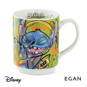 Mug Impilabile con Stitch che Ascolta Musica Personaggio ©Disney in Porcellana Egan