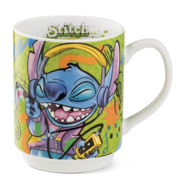 Mug Impilabile con Stitch che Ascolta Musica Personaggio ©Disney in Porcellana Egan - immagine 2