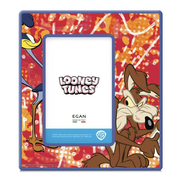 Portafoto con Willy il Coyote e Beep-Beep Personaggi Looney Tunes in Ceramica Smaltata Egan - 18 x H 20 cm - immagine 2